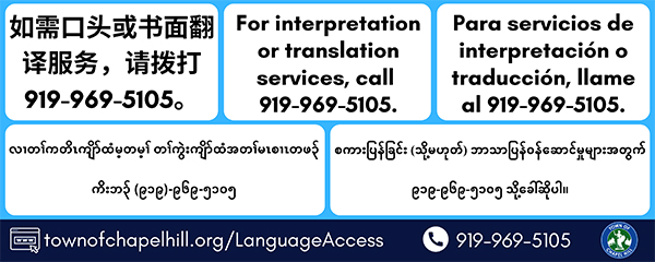 For interpretation or translation services, call 919-969-5105.