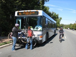 Loading bikes on a Chapel Hill Transit bus